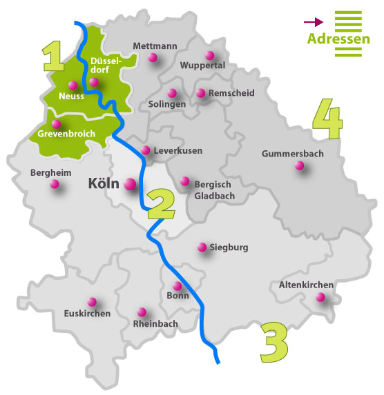 Karte der Behindertenseelsorge vor Ort | Region 1