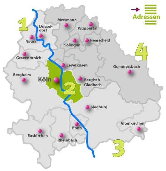 Karte der Behindertenseelsorge vor Ort | Region 2